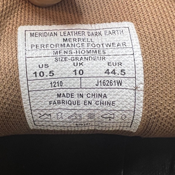 🌹 Merrell Meridian Dark Earth Leather Trail Hiking Sport Shoes Mens 10.5 Casual - Picture 13 of 16